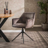 Chaise de salle à manger Chia Velvet Anthracite Pivotante 