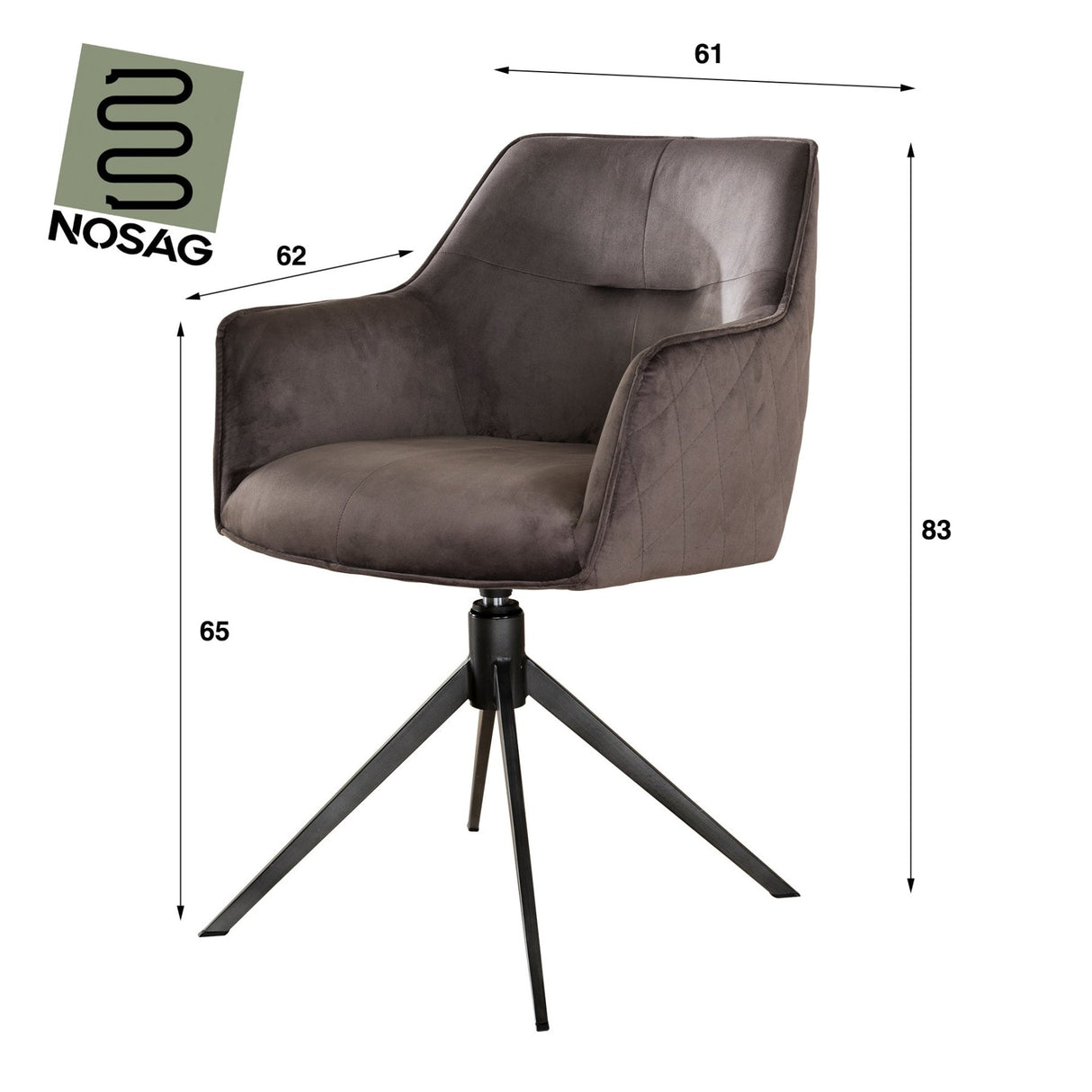 Ensemble de 2 chaises de salle à manger Chia Velvet Antracite Pivotantes 