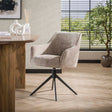 Chaises de salle à manger - Chaise de salle à manger Chia Rich Fabric Sand Rotative - Dimehouse