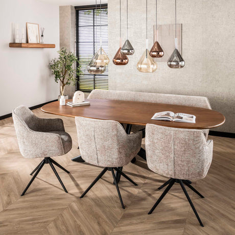 Ensemble de 2 chaises de salle à manger Chia Rich Tissu Sable Pivotantes 