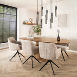Ensemble de 2 chaises de salle à manger Chia Rich Tissu Sable Pivotantes 