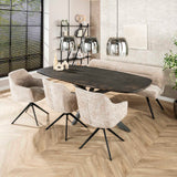 Ensemble de 2 chaises de salle à manger Chia Rich Tissu Sable Pivotantes 