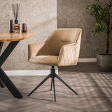 Ensemble de 2 chaises de salle à manger Chia Velvet Champagne pivotantes 