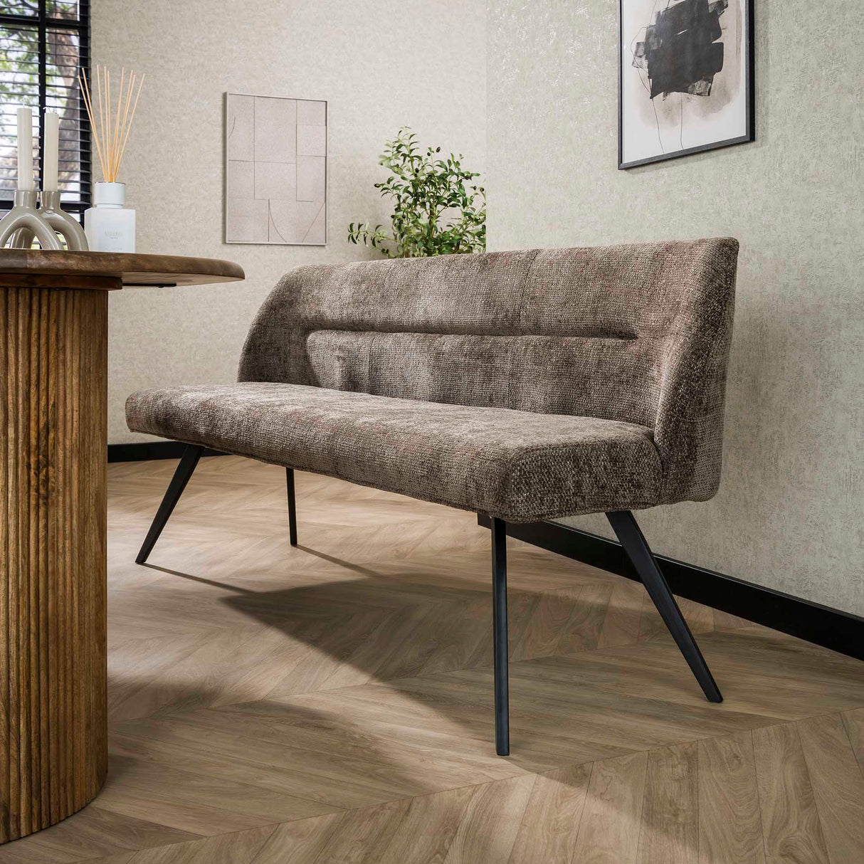 Banquette de salle à manger Chia en tissu chenille Rich Taupe 188 cm 