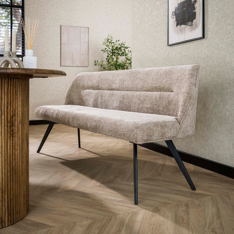 Eetkamerbanken - Eetkamerbank Chia Chenille Stof Rich Zand 188 cm - Dimehouse