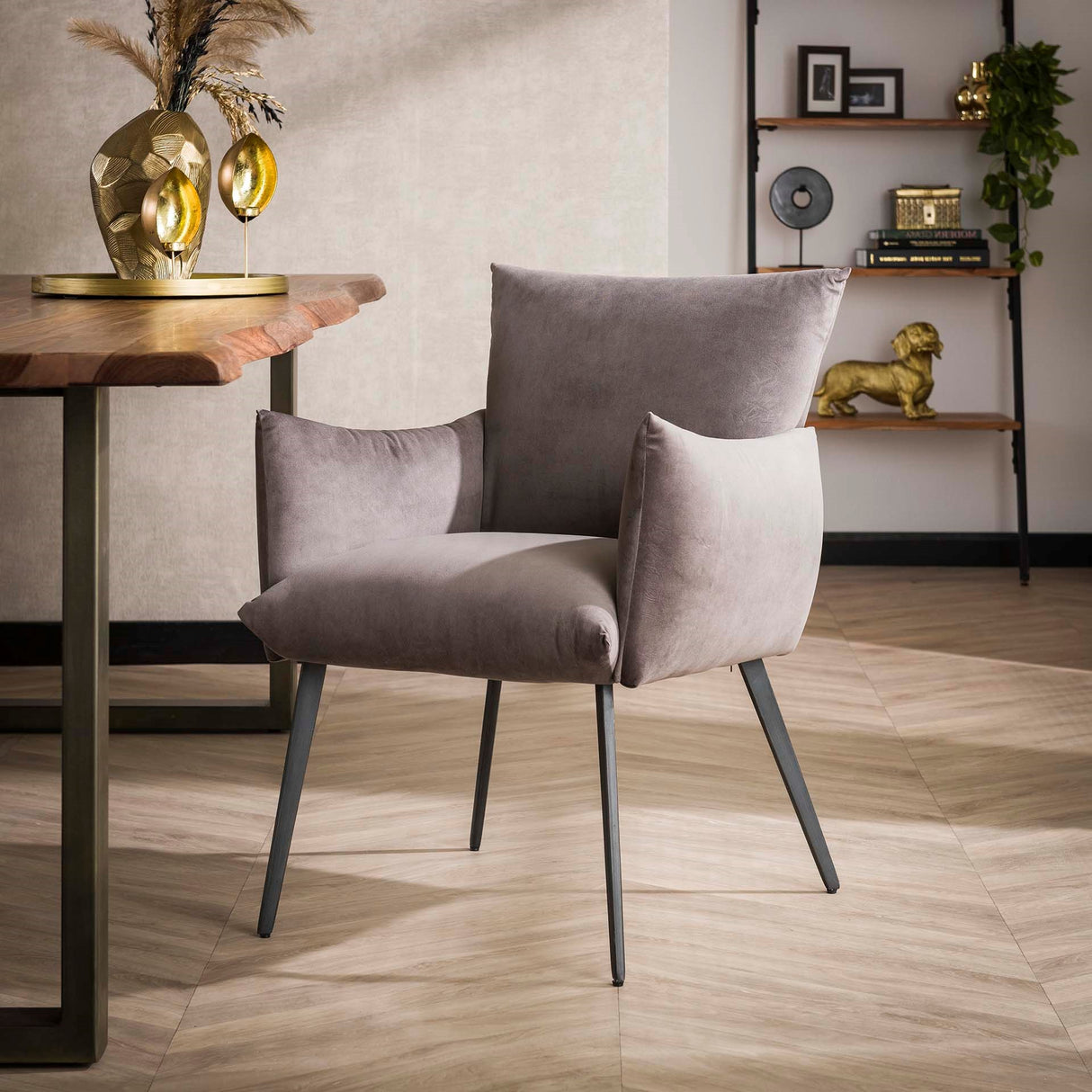 Marlow fauteuil de salle à manger en velours anthracite 