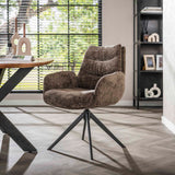 Chaise de salle à manger Elite Taupe en velours chenille, riche, pivotante 