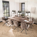 Ensemble de 2 chaises de salle à manger Elite Taupe en tissu chenille riche pivotant 