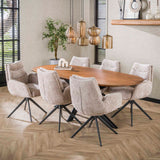 Ensemble de 2 chaises de salle à manger Elite Zand en tissu chenille riche, pivotantes 