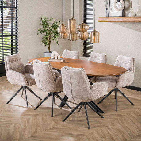 Ensemble de 2 chaises de salle à manger Elite Zand en tissu chenille riche, pivotantes 