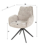 Ensemble de 2 chaises de salle à manger Elite Zand en tissu chenille riche, pivotantes 