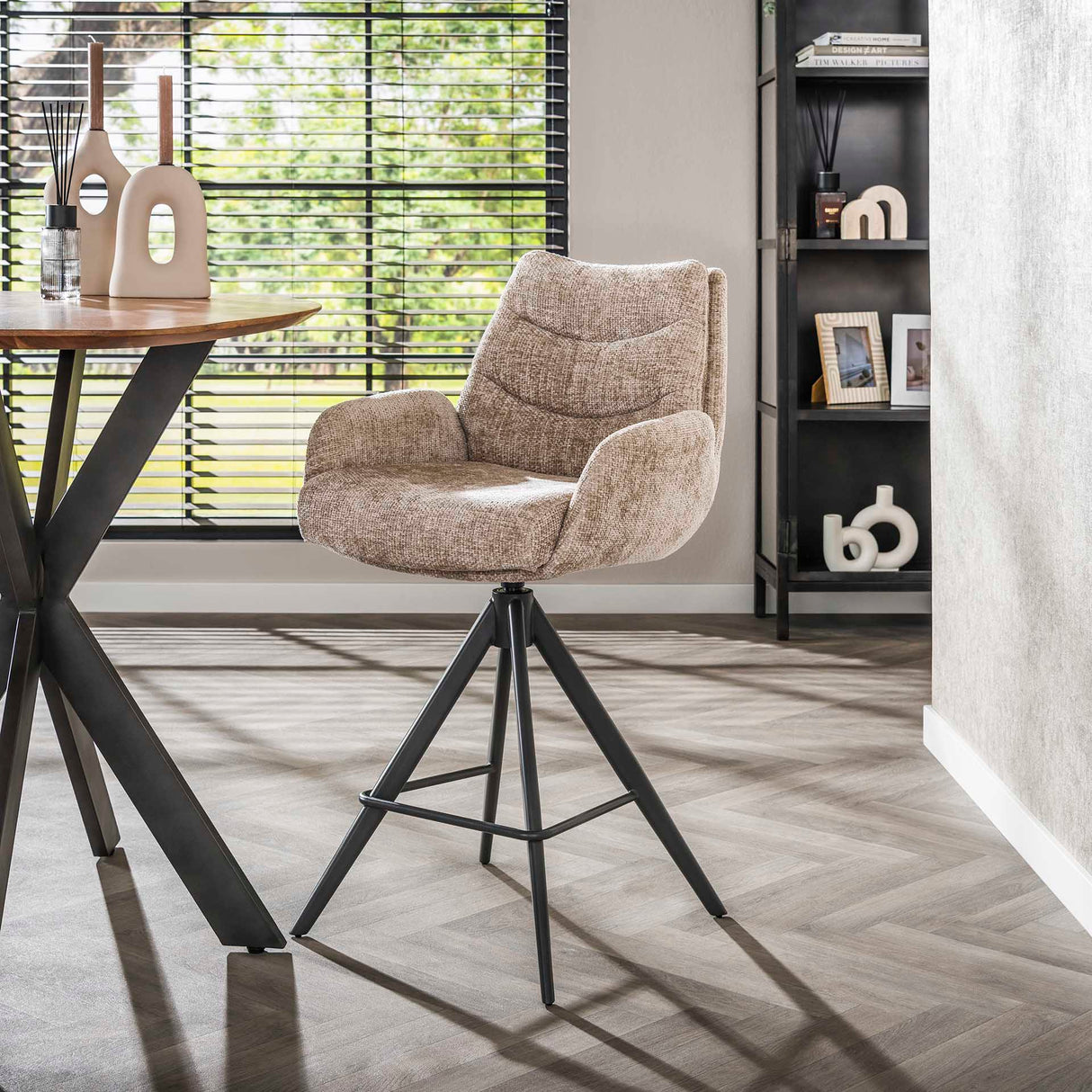Tabouret de bar Elite Zand Chenille Tissu Riche Pivotant 
