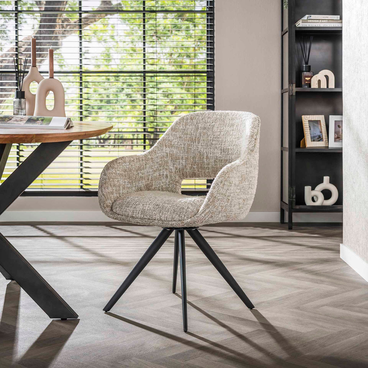 Chaise de salle à manger Springo Pivotante Eagle Crème 