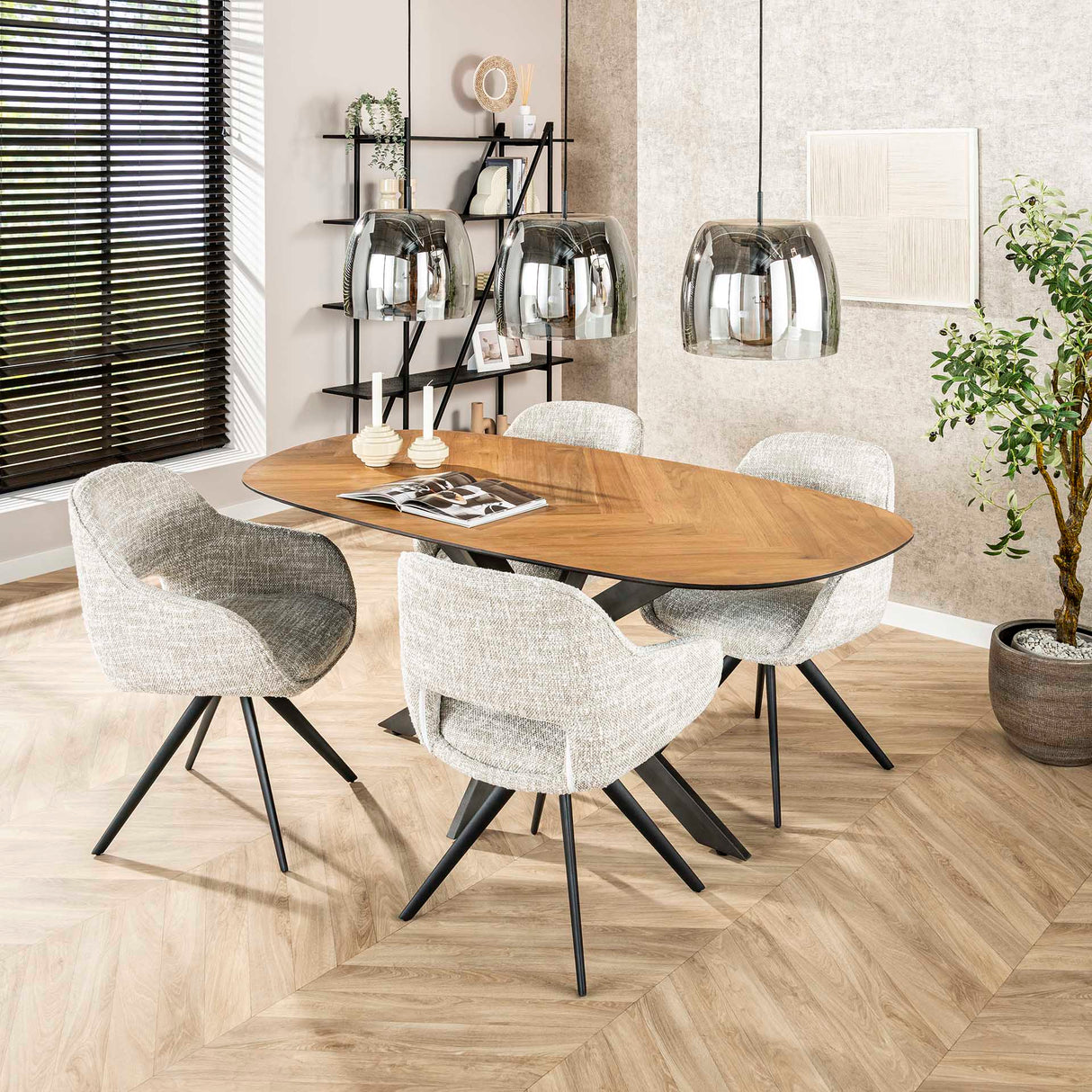 Chaise de salle à manger Springo Pivotante Eagle Crème 