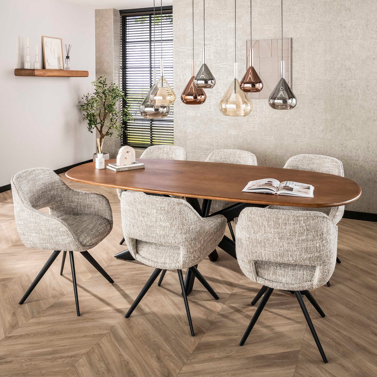 Chaise de salle à manger Springo Pivotante Eagle Crème 