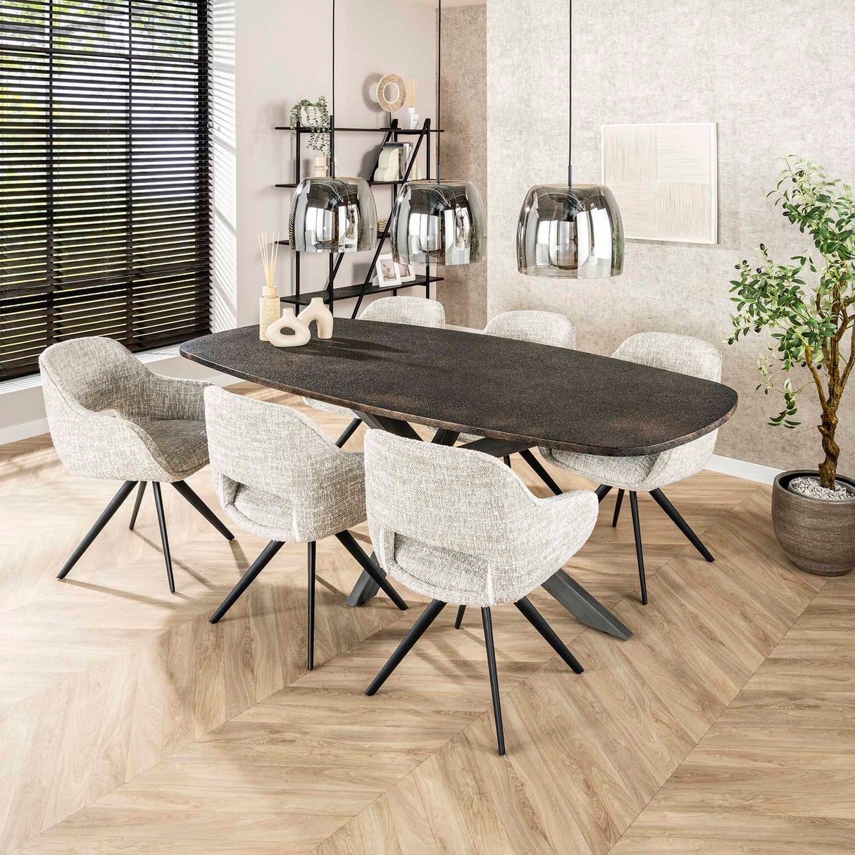 Chaise de salle à manger Springo Pivotante Eagle Crème 