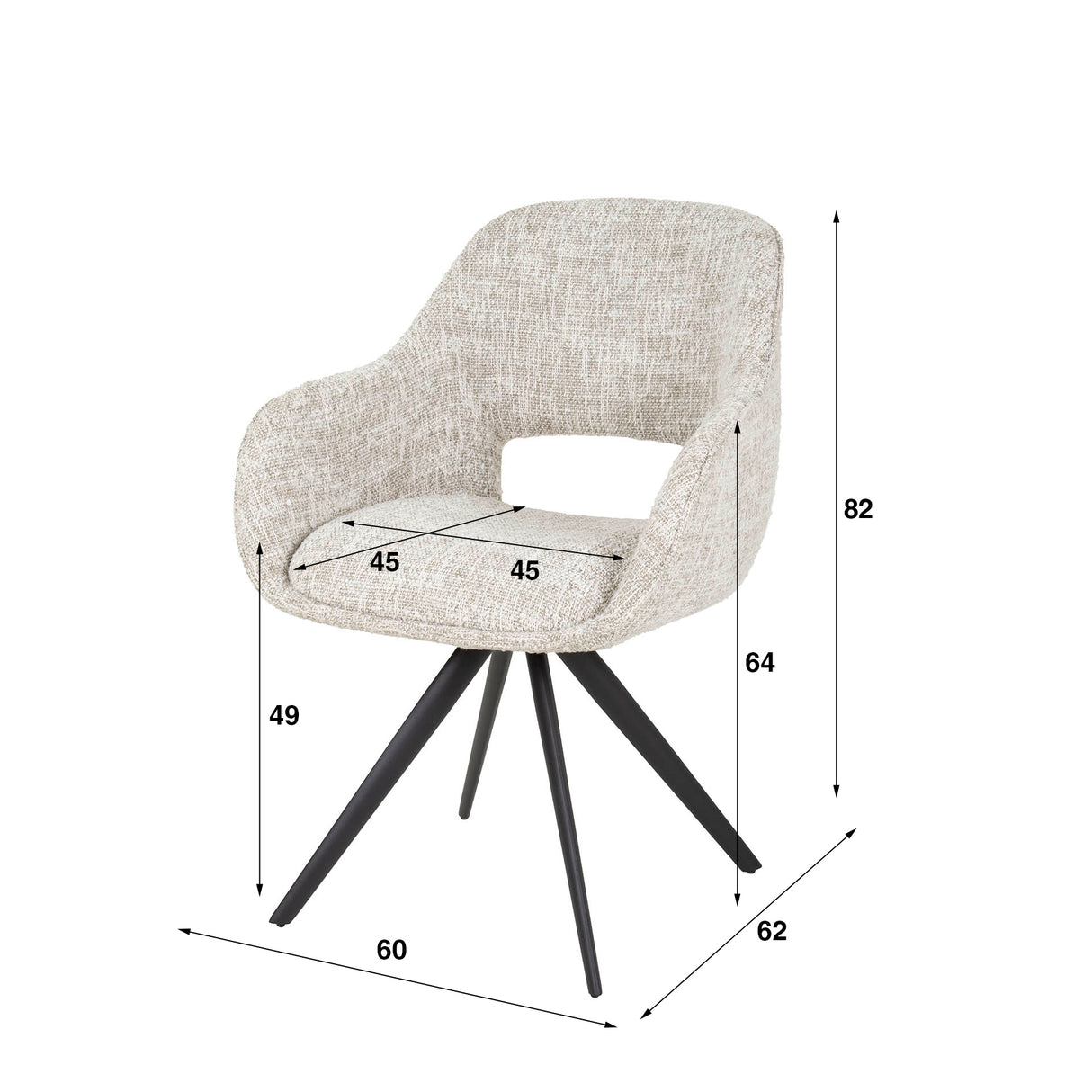 Chaise de salle à manger Springo Pivotante Eagle Crème 