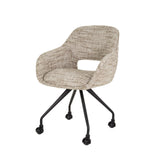 Chaise de salle à manger avec roulettes Springo pivotante en tissu Eagle sable 