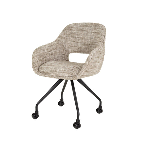 Chaise de salle à manger avec roulettes Springo pivotante en tissu Eagle sable 