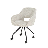 Chaise de salle à manger avec roulettes Springo pivotante en tissu Eagle Crème 