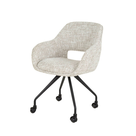 Chaise de salle à manger avec roulettes Springo pivotante en tissu Eagle Crème 