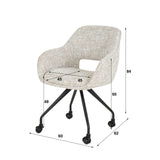 Chaise de salle à manger avec roulettes Springo pivotante en tissu Eagle Crème 