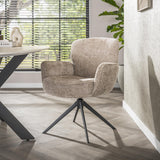 Eetkamerstoelen - Set van 2 eetkamerstoelen Savona draaibaar Hoven rich zand - Dimehouse