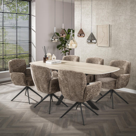 Eetkamerstoelen - Set van 2 eetkamerstoelen Savona draaibaar Hoven rich champagne - Dimehouse