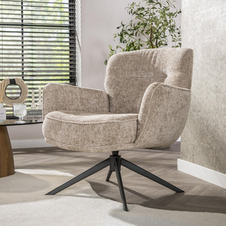 Fauteuils - Savona draaibare fauteuil Hoven Rich Stof Zand - Dimehouse