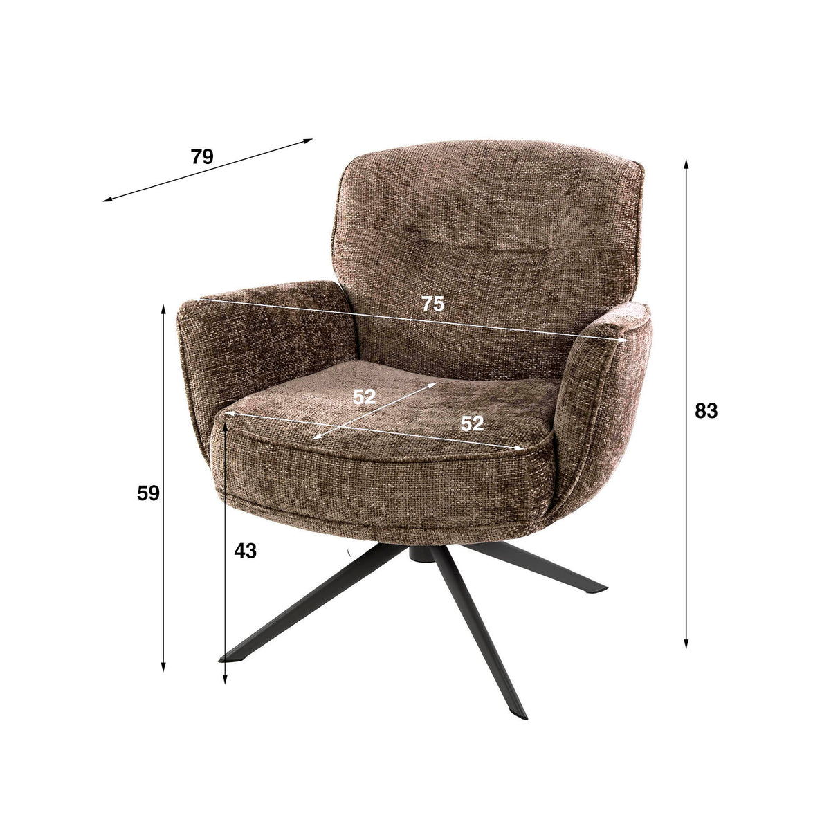 Fauteuil pivotant Savona Hoven Rich Fabric Champagne