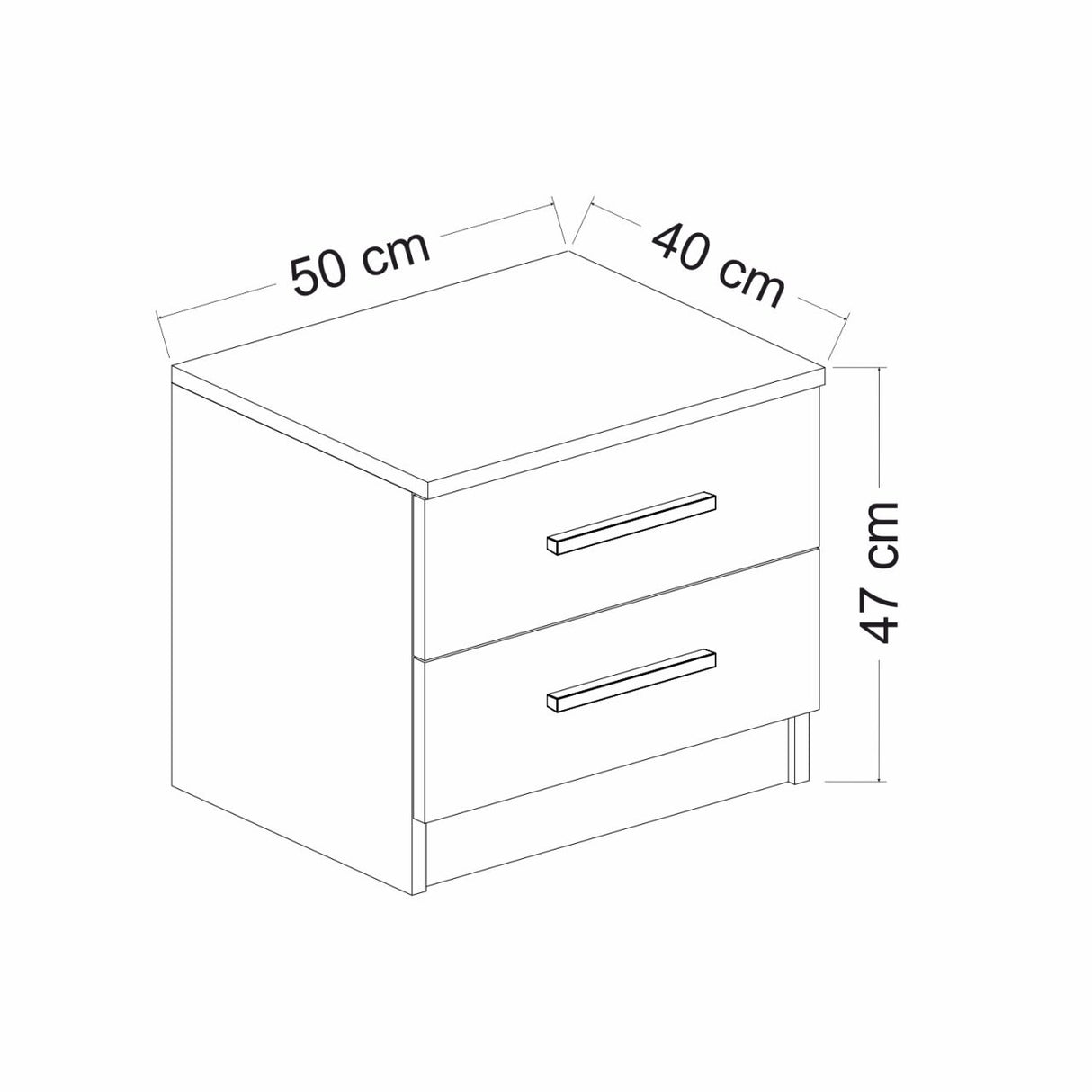 Table de chevet noi noix mélamine 50x40x47 cm