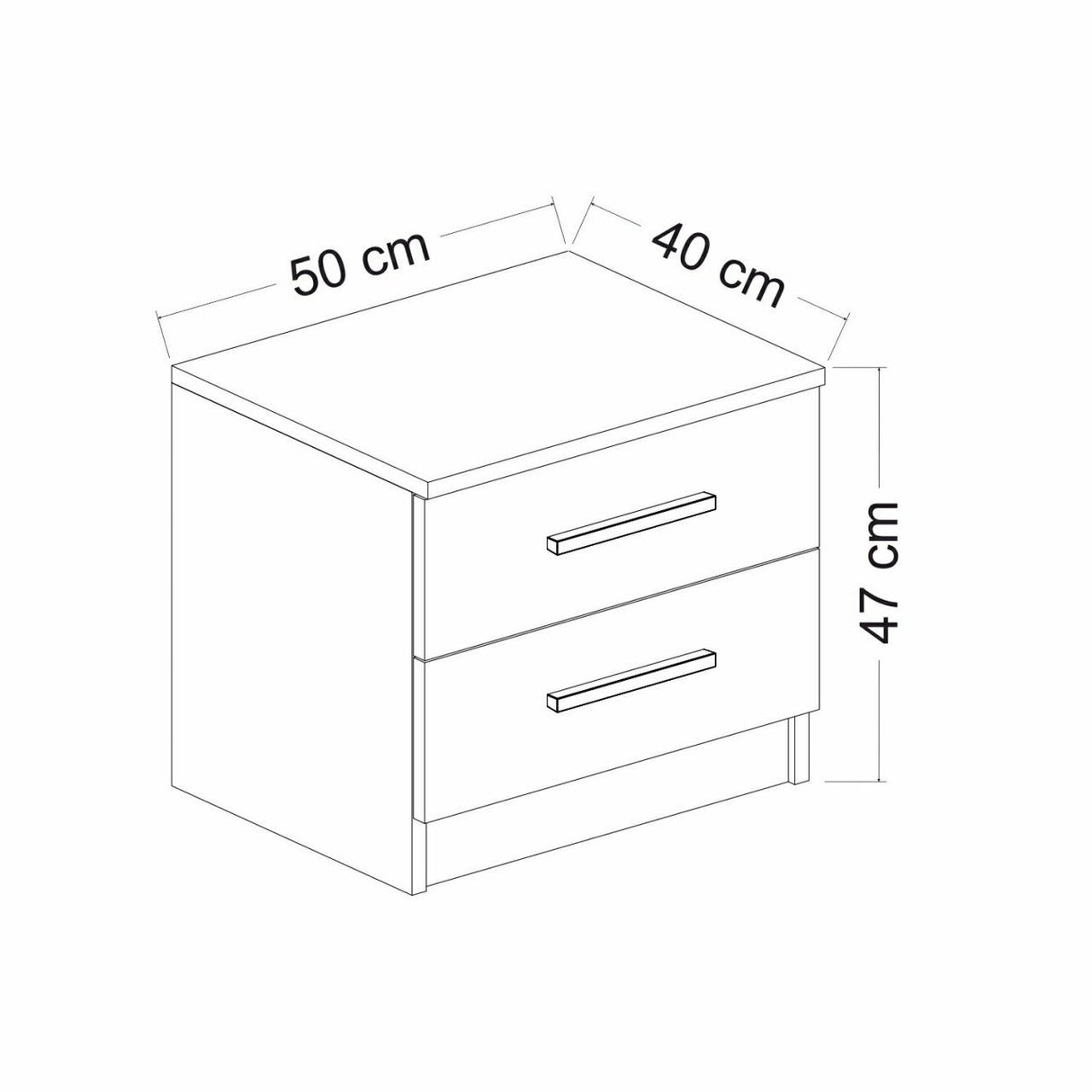 Table de chevet anthracite nue mélamine 50x40x47 cm