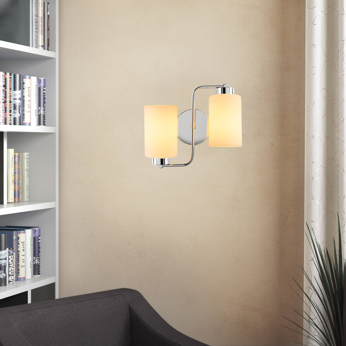 2-lichts Wandlamp Zilver Glas Oasis