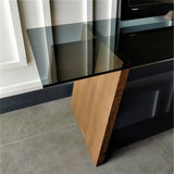 TV Meubels - TV Meubel Coral Walnoot Zwart Glas 158x45x40 cm - Dimehouse