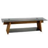 TV Meubels - TV Meubel Coral Walnoot Zwart Glas 158x45x40 cm - Dimehouse