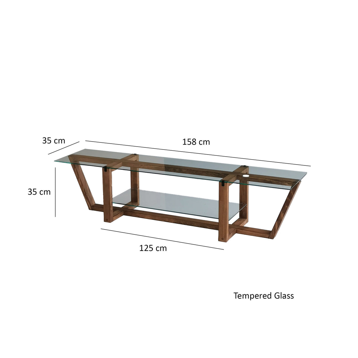 Meubles de télévision Amaufi Glass de noyer 158x35x35 cm