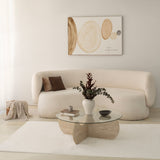 Table basse ronde en verre 75 cm Travertin - Hima 