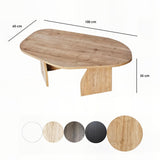 Table basse Rock en forme ovale en chêne saphir Composite de bois mélaminé