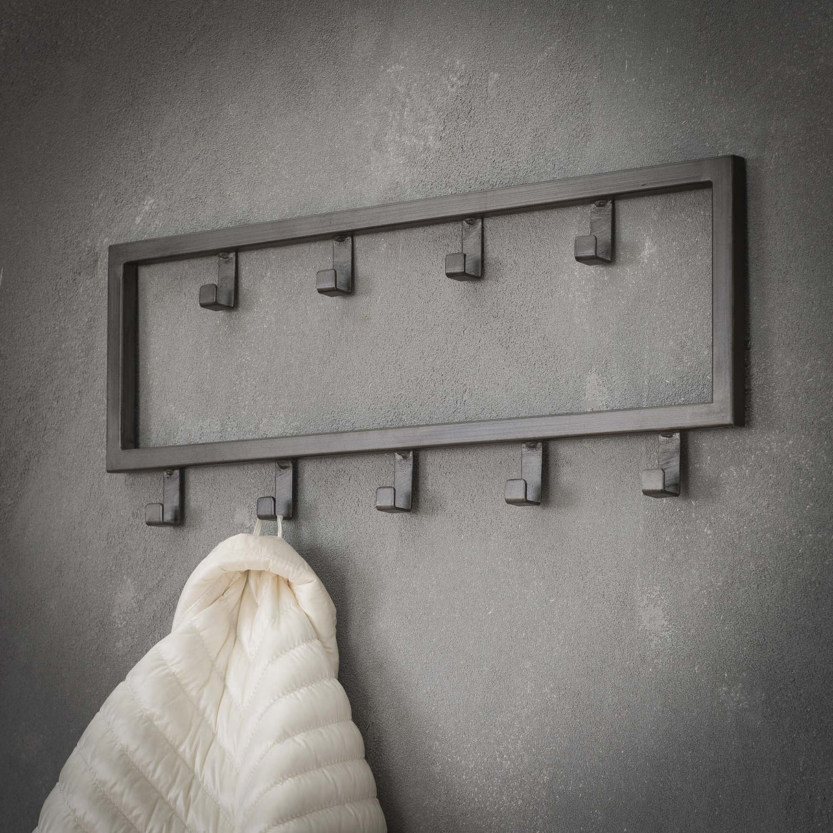 Porte-manteau industriel Milano 9 crochets Métal brossé argent 