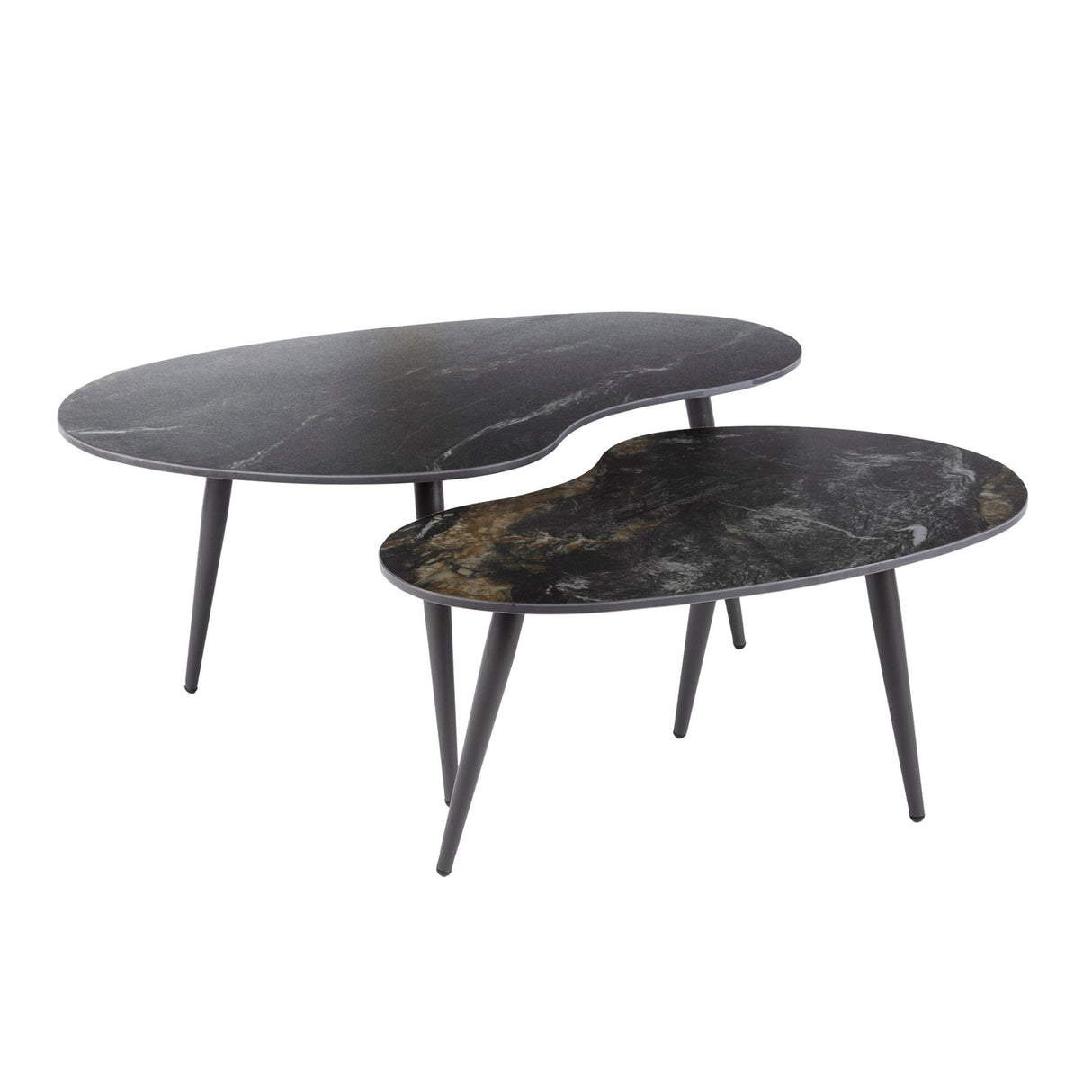 Niora Ensemble de tables basses en forme de niora, 2 pièces, céramique Fossil Noir 