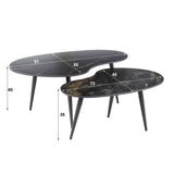 Niora Ensemble de tables basses en forme de niora, 2 pièces, céramique Fossil Noir 