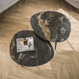 Niora Ensemble de tables basses organiques de 2 pièces en céramique Fossil Noir 