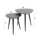 Table basse triangulaire lot de 2 Conner aspect céramique gris