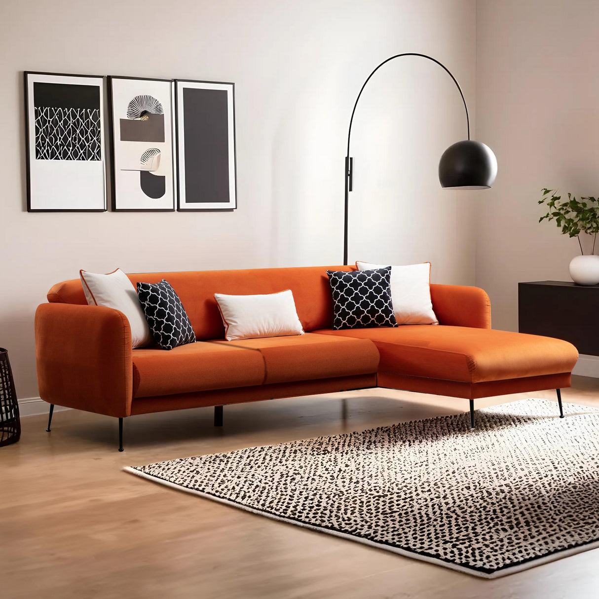 Canapé d'angle avec fonction couchage Droit Sevilla Orange