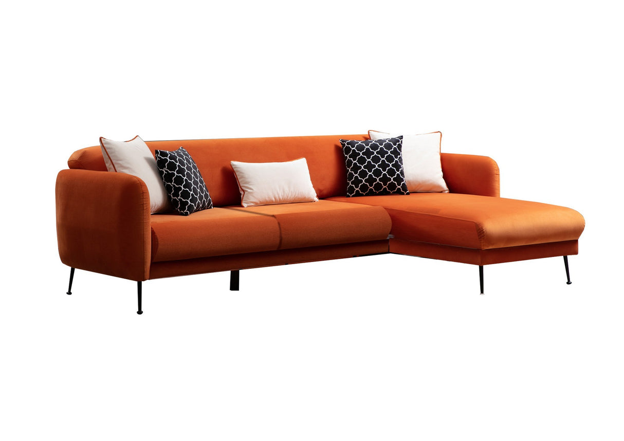 Canapé d'angle avec fonction couchage Droit Sevilla Orange