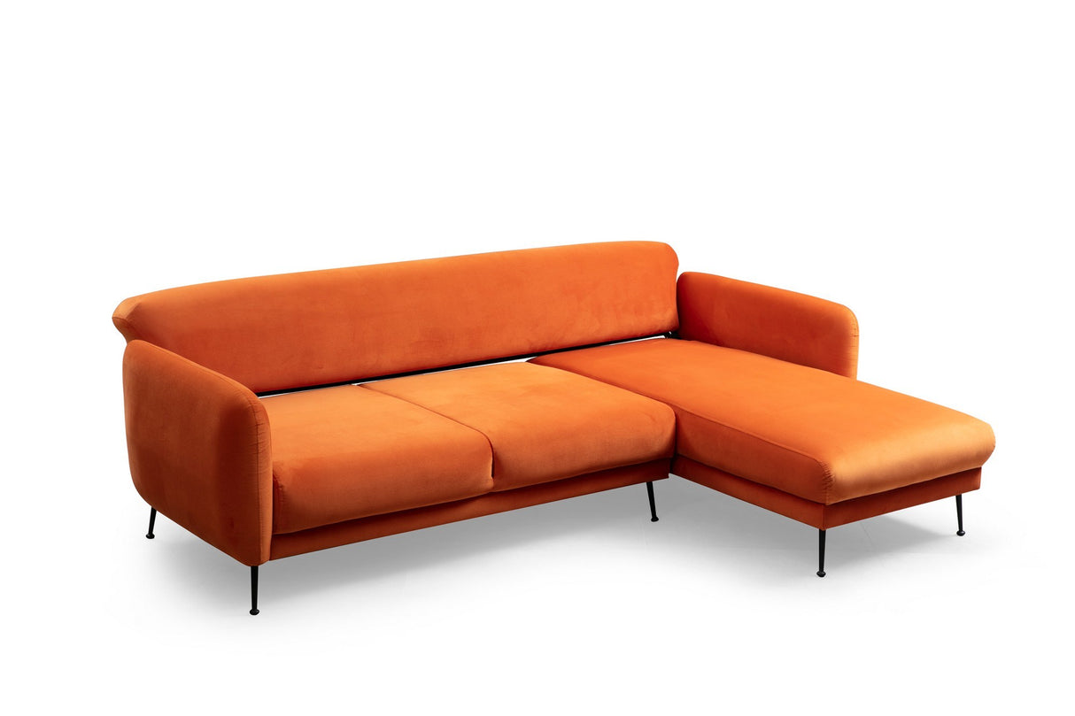 Canapé d'angle avec fonction couchage Droit Sevilla Orange