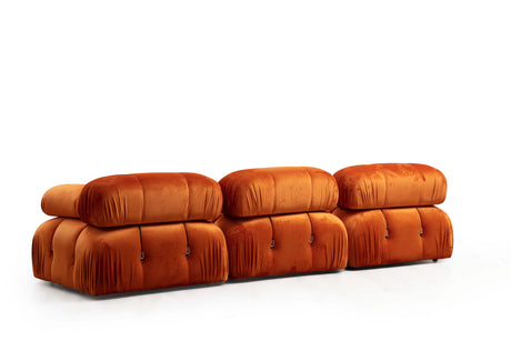 Banque modulaire 3 places avec velours de bulle Hocker Oranje