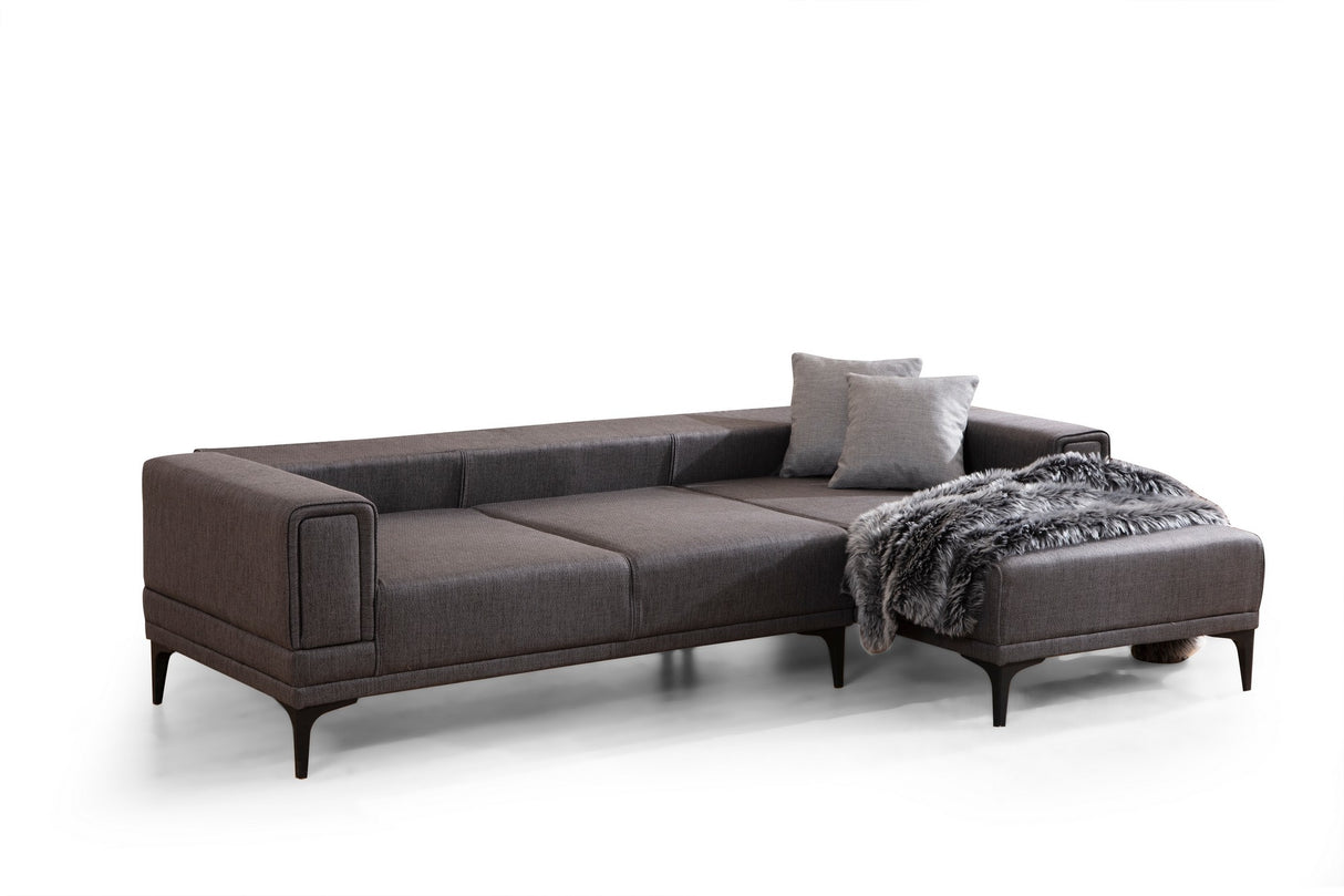 Canapé d'angle avec fonction couchage Droit Horizon Gris Foncé