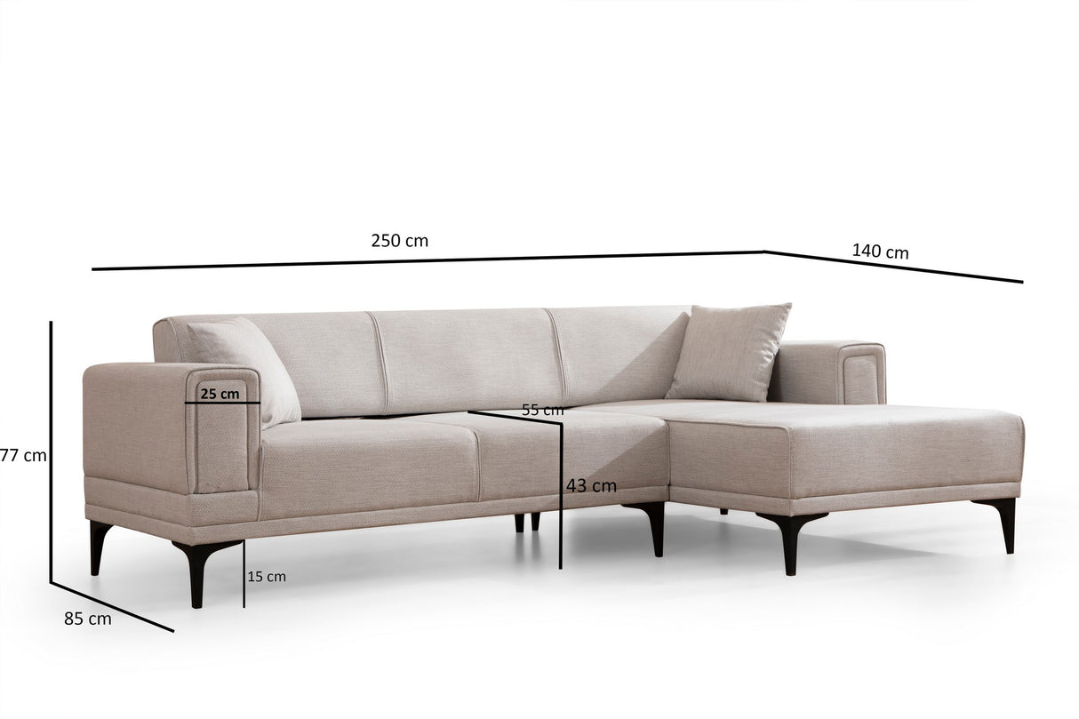 Canapé d'angle avec fonction couchage Droit Horizon Ecru