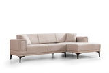 Canapé d'angle avec fonction couchage Droit Horizon Marron Clair